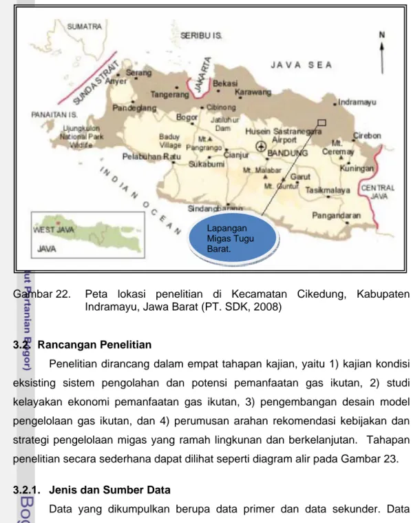 Gambar  22.   Peta lokasi penelitian di Kecamatan Cikedung, Kabupaten  Indramayu, Jawa Barat (PT