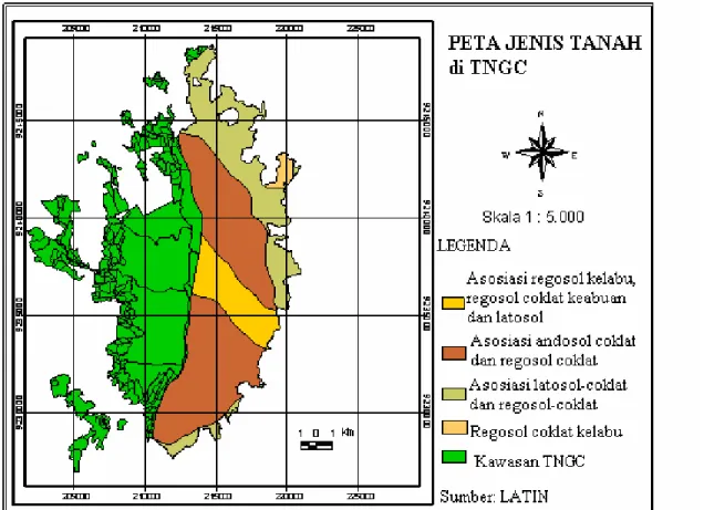Gambar 2.Peta penyebaran jenis tanah di wilayah Kuningan TNGC  3. Topografi 