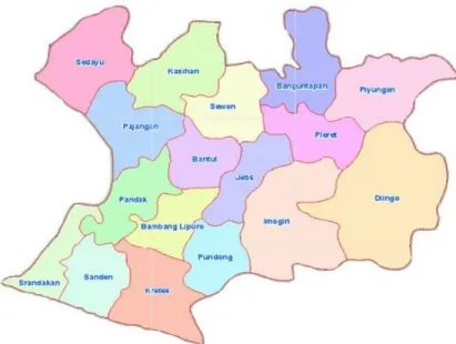Gambar 2. Peta Wilayah Kabupaten Bantul  Sumber Gambar : BPN, 2015 
