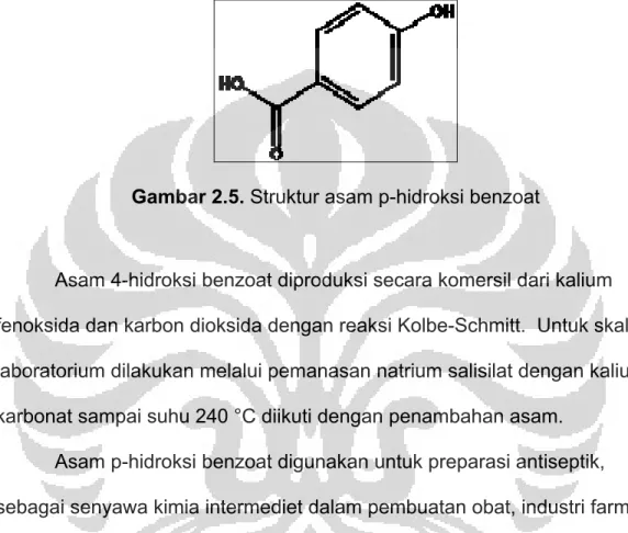 Gambar 2.5. Struktur asam p-hidroksi benzoat 