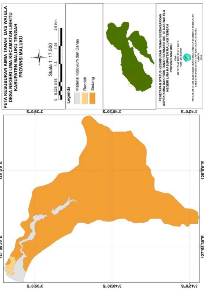 Gambar 1. Peta Kesuburan Tanah Berdasarkan Aspek Kimia Tanah di DAS Wai Ela Negeri Lima Kabupaten Maluku Tengah Provinsi Maluku  