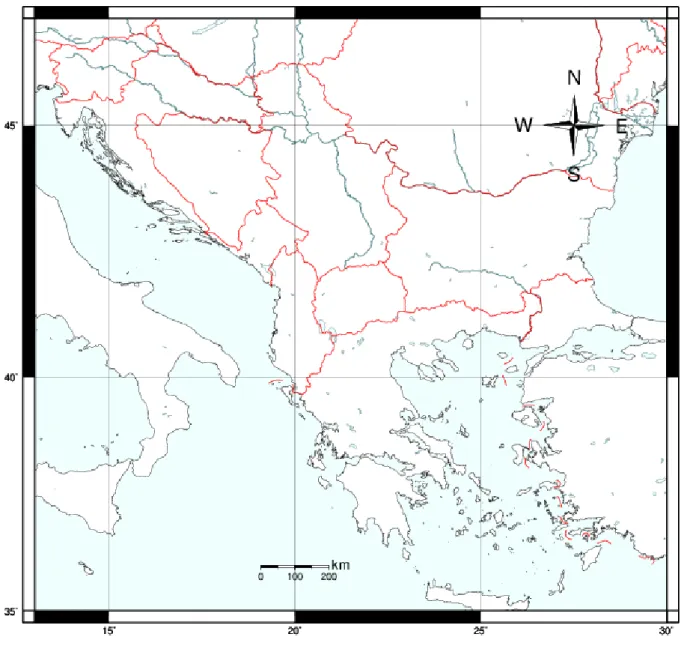 Gambar 4. Peta Semenanjung Balkan dan Sekitarnya (Proyeksi Merkator) 