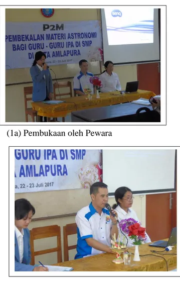 Gambar 1. Pembukaan P2M oleh Ketua LPPM diwakili oleh   ketua pelaksana Dr. Ni Made Pujani, M.Si  