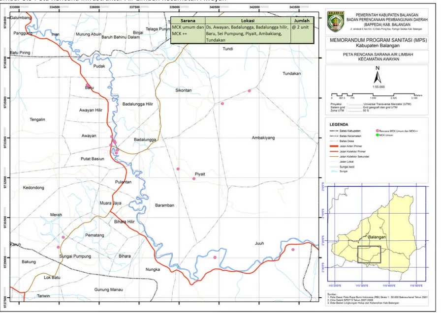 Gambar 3.9 Peta Rencana Infrastruktur Air Limbah Kecamatan Awayan