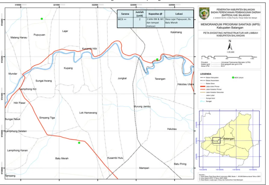 Gambar 3.3 Peta Lokasi Infrastruktur Air Limbah Eksisting Kecamatan Lampihong