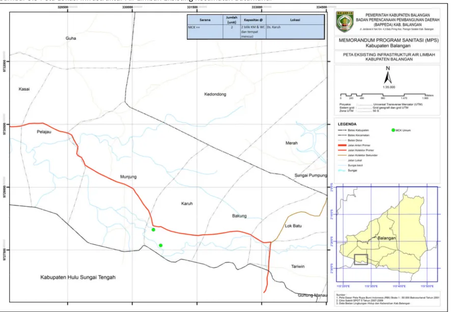 Gambar 3.5 Peta Lokasi Infrastruktur Air Limbah Eksisting Kecamatan Batumandi