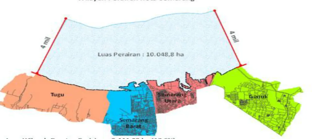 Gambar 6. Wilayah Perairan Kota Semarang  Sebaran  titik  koordinat  pengambilan 