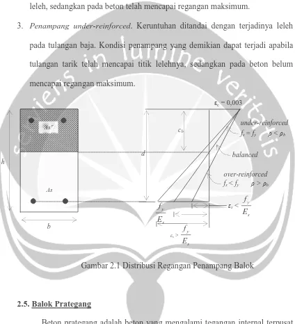 Gambar 2.1 Distribusi Regangan Penampang Balok 