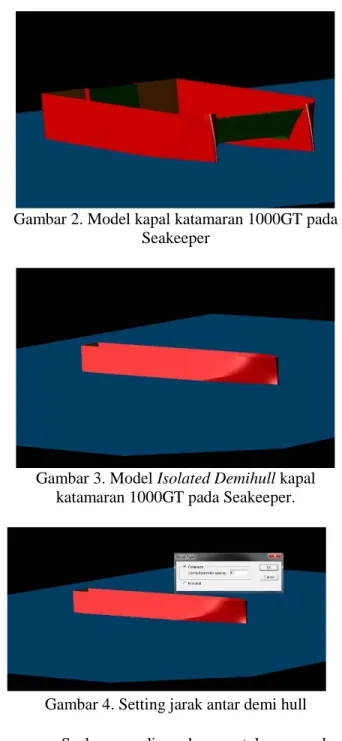 Gambar 2. Model kapal katamaran 1000GT pada  Seakeeper 