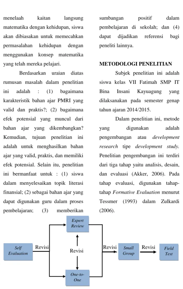 Gambar 1. Tahap-Tahap Formative EvaluationMenurut Tessmer (1993)   dalam Zulkardi (2006) 