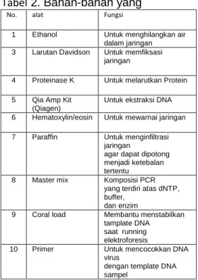 Tabel 2. Bahan-bahan yang      Digunakan dalam Penelitian 