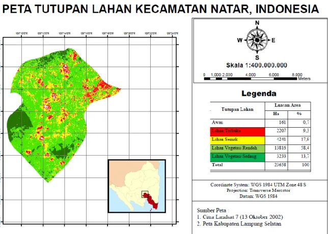 Gambar 1. Peta Tutupan Lahan Kecamatan Natar Tahun 2002. 