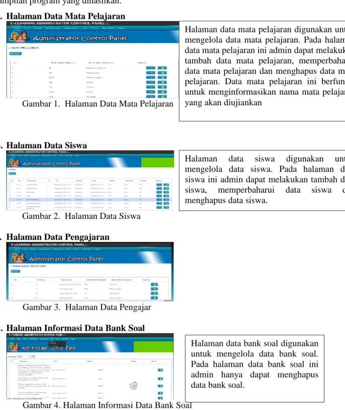 Gambar 2.  Halaman Data Siswa  c.  Halaman Data Pengajaran 