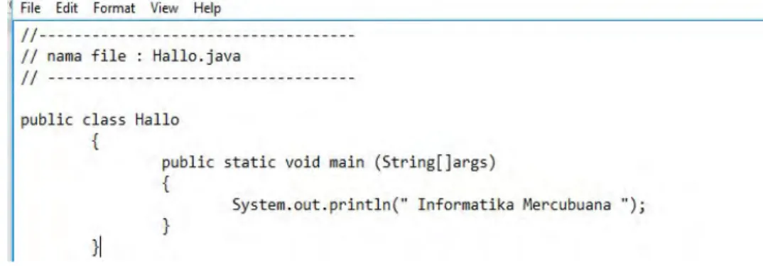Gambar 2.6 Contoh syntax dasar Java 