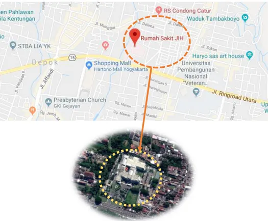 Gambar 3.1 Lokasi Bangunan Rumah Sakit “JIH”Yogyakarta  Sumber: googlemap