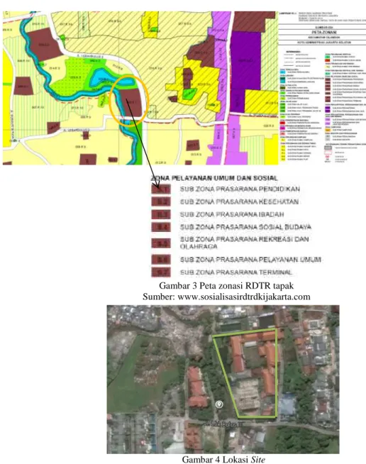 Gambar 3 Peta zonasi RDTR tapak  Sumber: www.sosialisasirdtrdkijakarta.com 