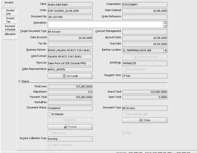 Gambar 3.10 Tampilan Layar Modul Invoice (Customer) 