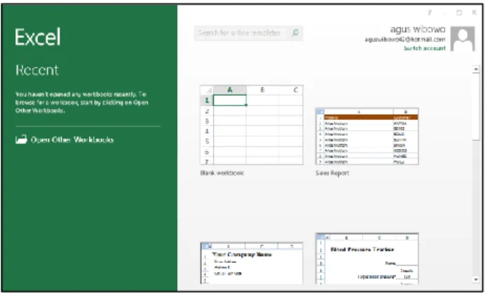 Gambar 1. Blank Workbook untuk memulai Excel 2013 