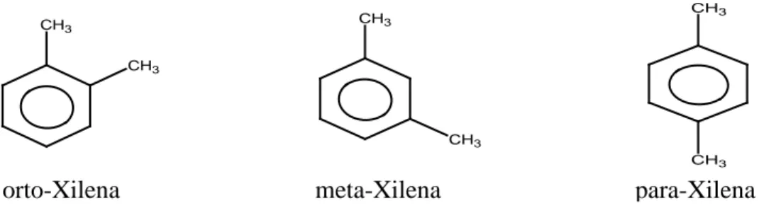 Gambar 2.9 Struktur orto-xilena, meta-xilena, dan para-xilena 