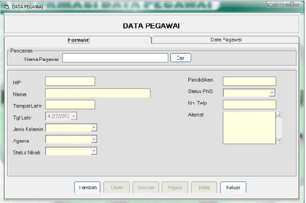 Gambar 4.0 form data pegawai 