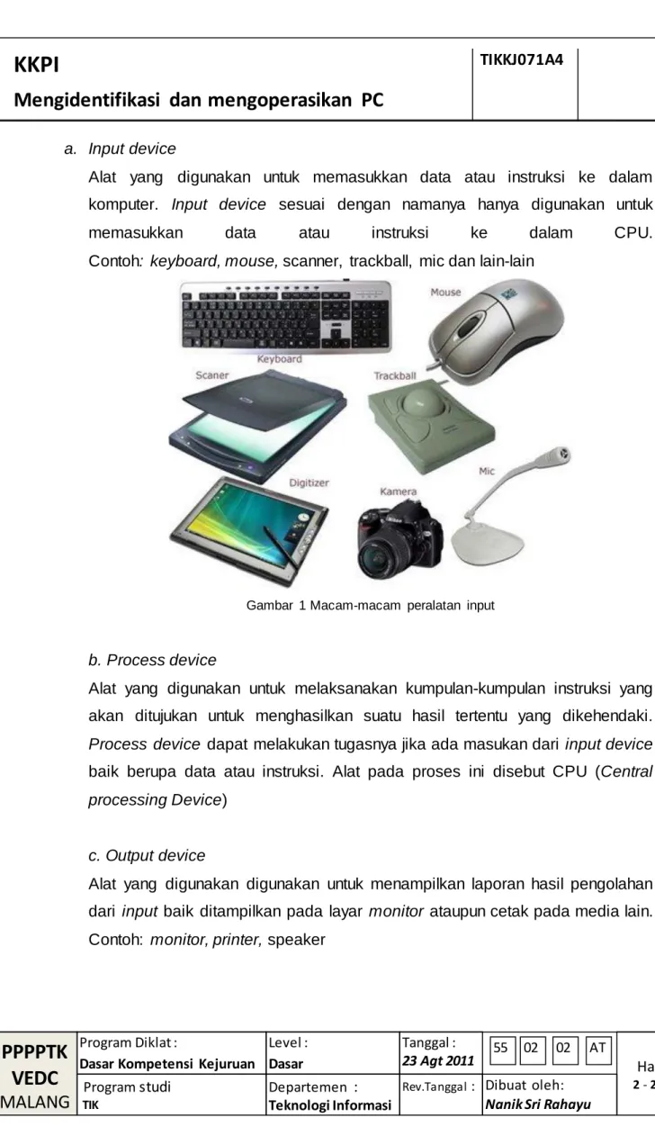 Gambar  1 Macam-macam  peralatan  input 