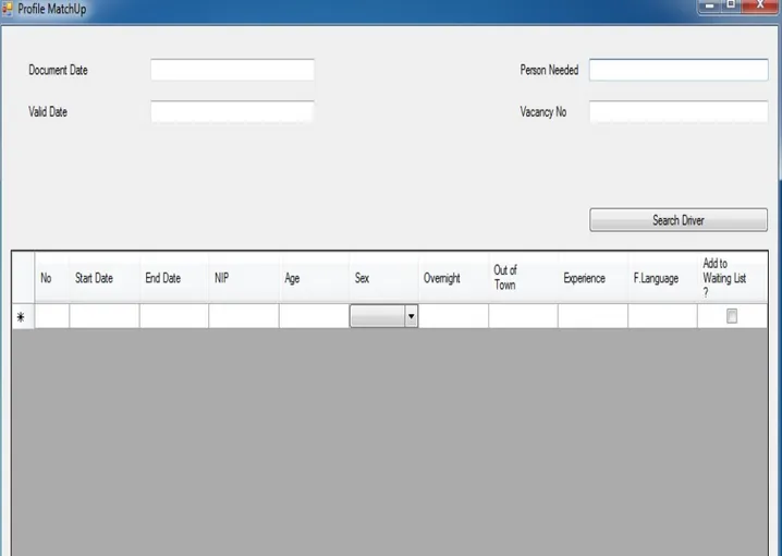 Gambar 4.3 Rancangan User Interface – Profile MatchUp (1) 