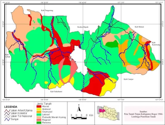 Gambar 5. Peta sebaran jenis tanah wilayah Kabupaten Bogor  
