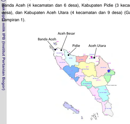 Gambar 2 Lokasi pengambilan sampel data fenotipik sapi Aceh