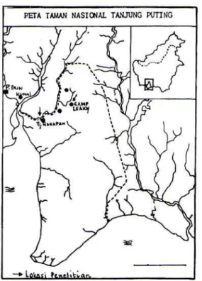 Gambar 1. Lokasi Penelitian di Taman Nasional Tanjung Putting, Kalimantan Tengah.