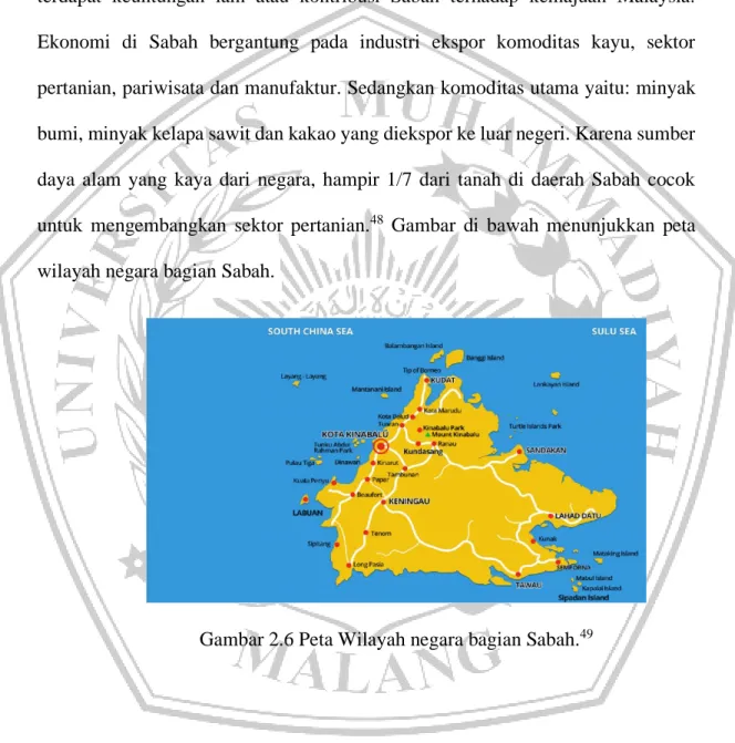 Gambar 2.6 Peta Wilayah negara bagian Sabah. 49