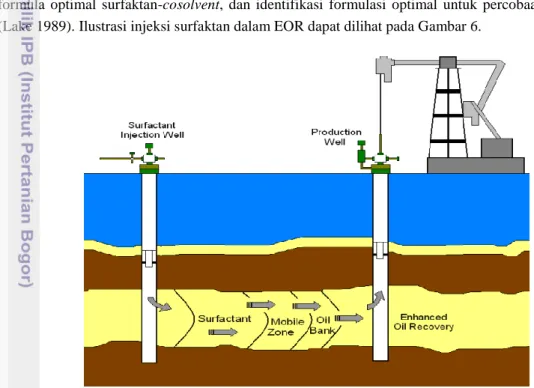 Gambar 6. Skematik enhanced water flooding pada aplikasi di lapangan minyak (Gurgel et al