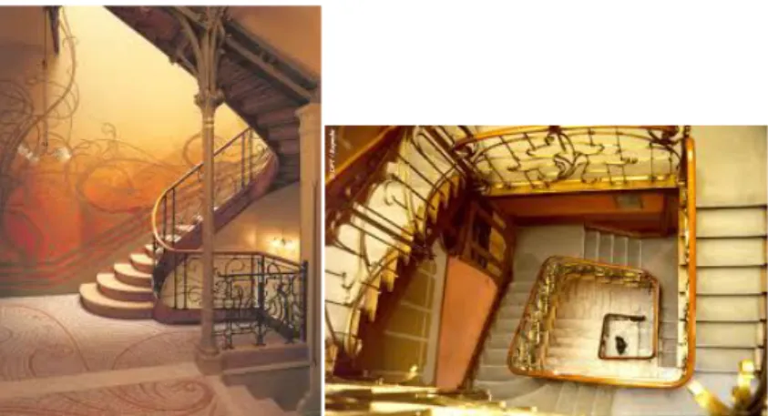 Gambar 6 dan 7 Interior of Hotel Horta,  Tassel didesain oleh Victor Horta 