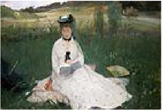 Gambar 4.13 Berthe Morisot, The Artist’s  sister,Madame Pontillon, Seated on Grass, (1873) 