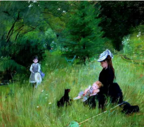 Gambar 3  Berthe  Morisot,  Eugéne Manet and his Daughter in  the  Garden  at  Bougival  (1881)