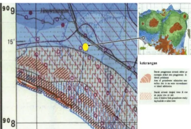 Gambar  1.Peta Hidrogeologi Region Je mbe r  dan Daerah Penelitian di Keca matan Jombang 