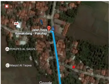 Gambar 3.4: Peta layanan pengabdian kelompok 225 Desa Rawa Kidang Kp. Pabuaran 20