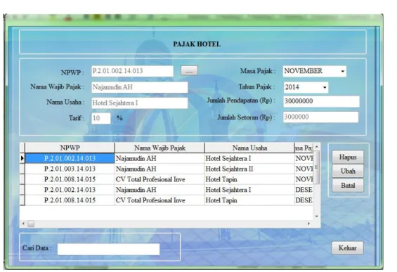 Gambar 3.3 Form Pajak Hiburan 