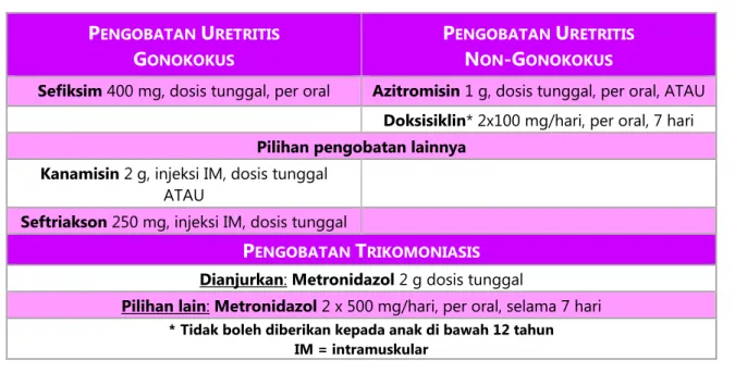 Tabel 3. Pengobatan duh tubuh uretra persisten  P ENGOBATAN  U RETRITIS             