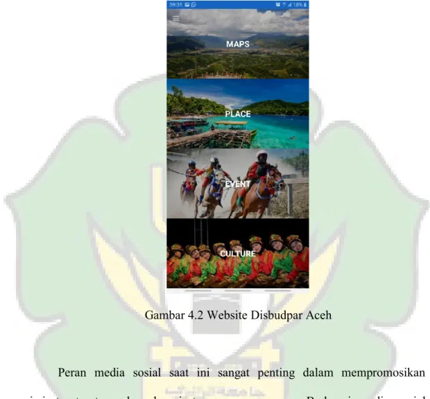 Gambar 4.2 Website Disbudpar Aceh 