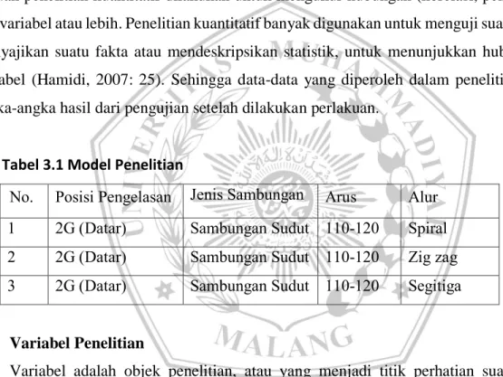Tabel 3.1 Model Penelitian 
