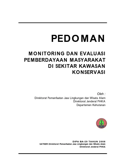 PEDOMAN MONITORING DAN EVALUASI PEMBERDAYAAN MASYARAKAT DI SEKITAR ...