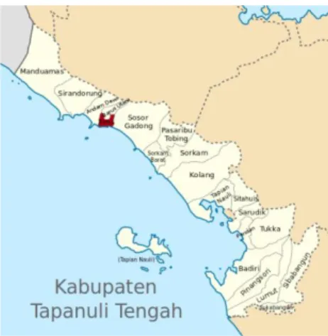 Gambar 2.1. Peta Kecamatan di Kabupaten Tapanuli Tengah Provinsi Sumatera Utara(Sumber: 