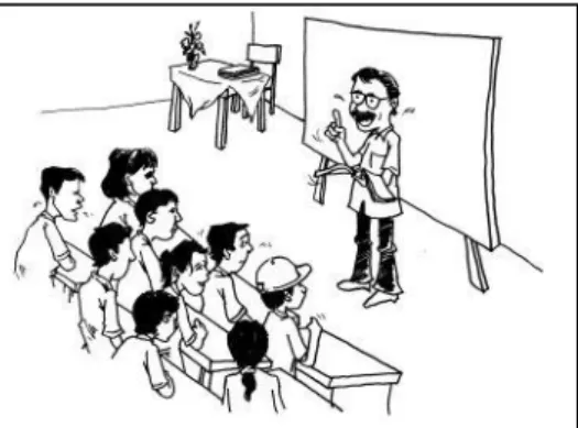 Gambar 7: Seorang guru mengajar anak bangsanya dengan gigih. 