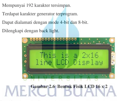 Tabel 2.1 Datasheet pin LCD 16 x 2 