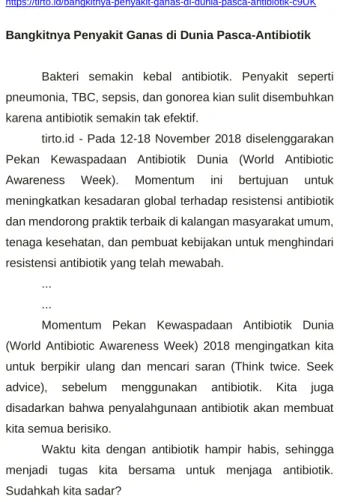 Tabel 1. Isi artikel asli (data input) 