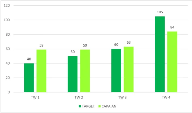 Grafik perbandingan target dan capaian indikator  