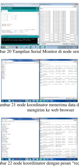 Gambar 18 Tampilan serial monitor di node sensor 1 