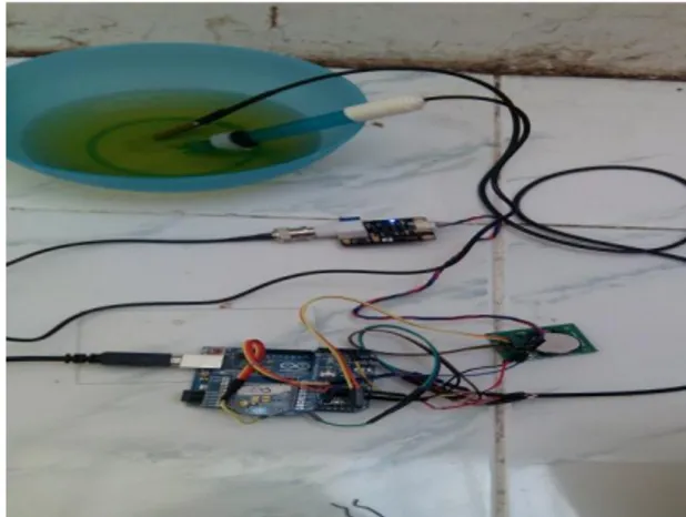 Gambar 3.Sensor pH,sensor suhu dan RTC yang  Tersambung Dengan Arduino. 
