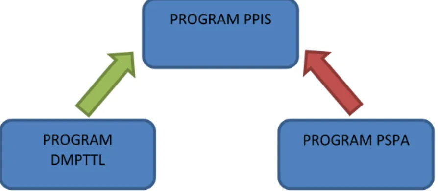 Gambar 3-2 Hubungan antara program teknis (PPIS) dengan program generik (DMPTTL,  PSPA) 