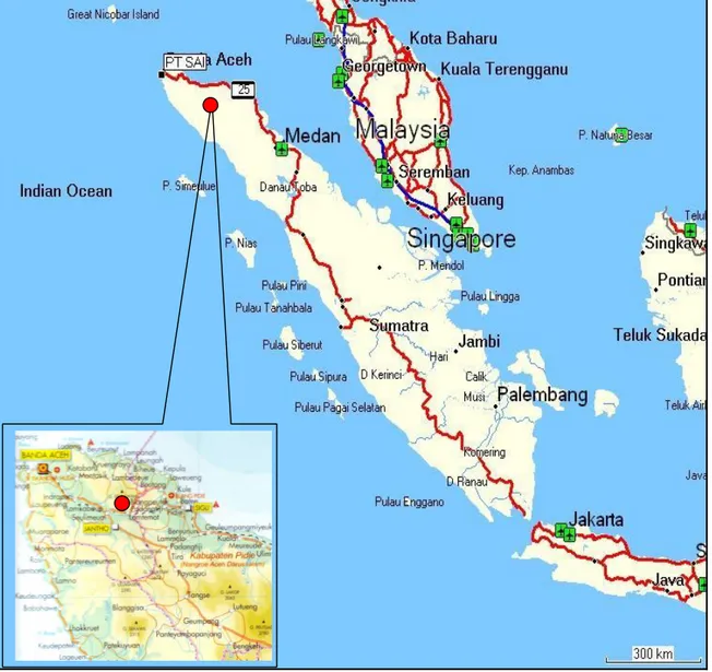Gambar 1. Peta orientasi lokasi Pembangunan Perumahan di Saree, Blang Phon, Kecamatan Lembah Seulawah, Kabupaten Aceh Besar